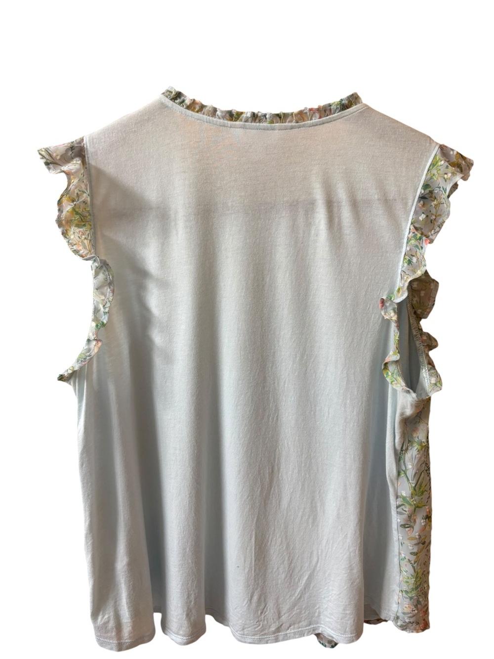 Lauren Conrad LC XXL Blue Floral Ruffle Blouse | Cottagecore Boho Flutter Sleeve - Picture 2 of 7